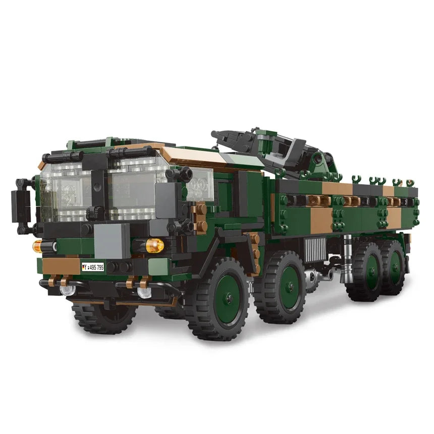 DIY Germany Military Series HX-8 Elefant Tractor PZH2000 Cannon Leopard Tank Lars-2 Rocket Launcher Building Blocks Bricks